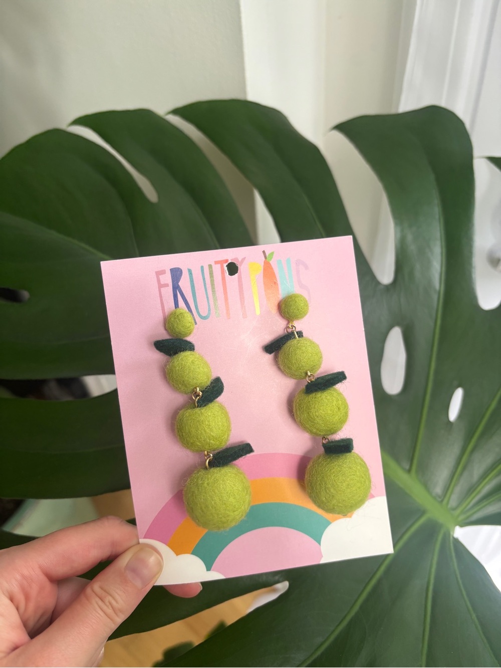 Fruity Poms Lime Earrings Pom Pom Fruit Felt Lemon Sunny Funky Unique